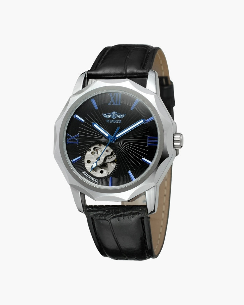 Elegant automatic steel watch for men