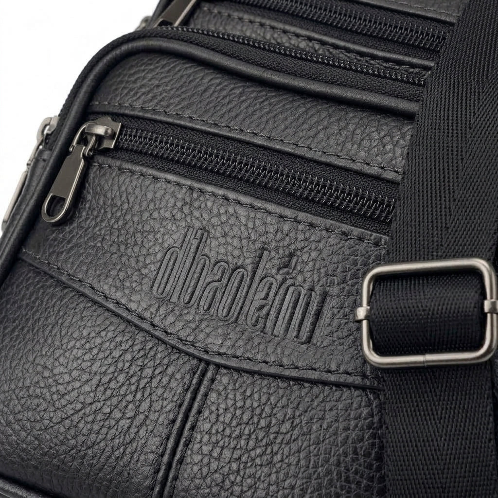 Bolso Cruzado Cuero Genuino Hombre