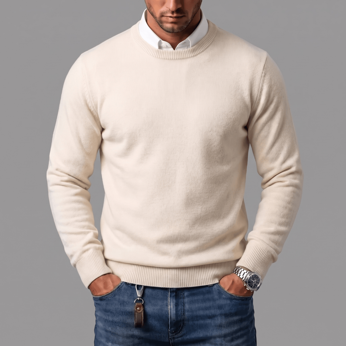 Men's crew-neck knit sweater