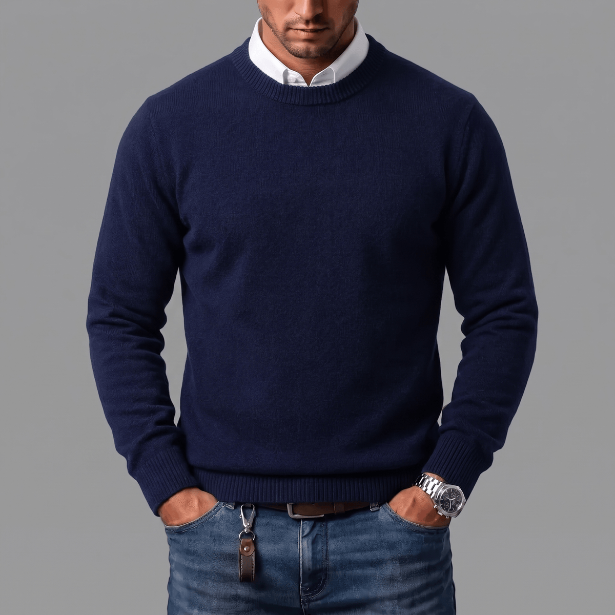 Men's crew-neck knit sweater
