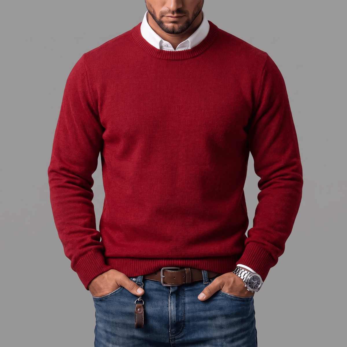 Men's crew-neck knit sweater