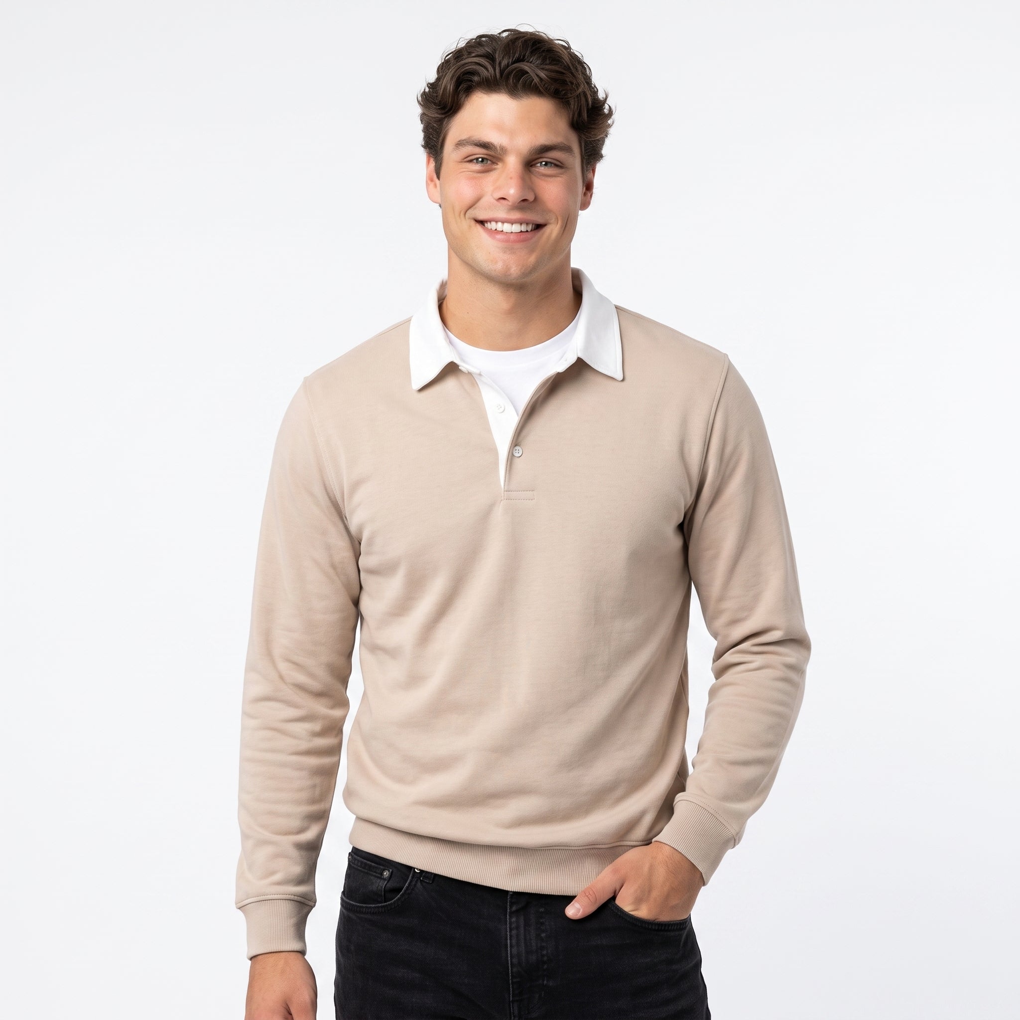 Sudadera Hombre Cuello Polo Algodón