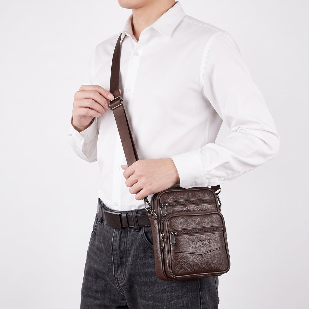 Bolso Cruzado Cuero Genuino Hombre