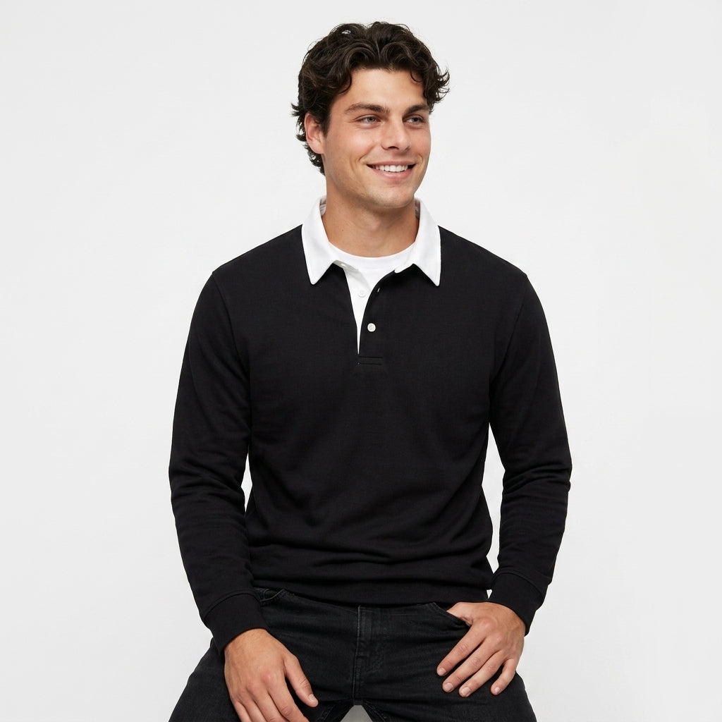 Sudadera Hombre Cuello Polo Algodón
