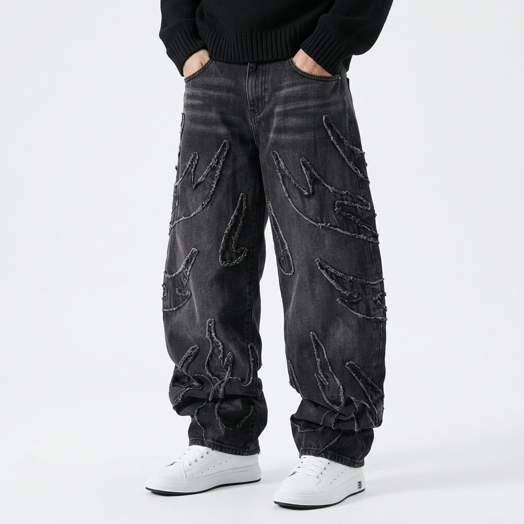 Y2K Punk-Style Wide-Leg Jeans