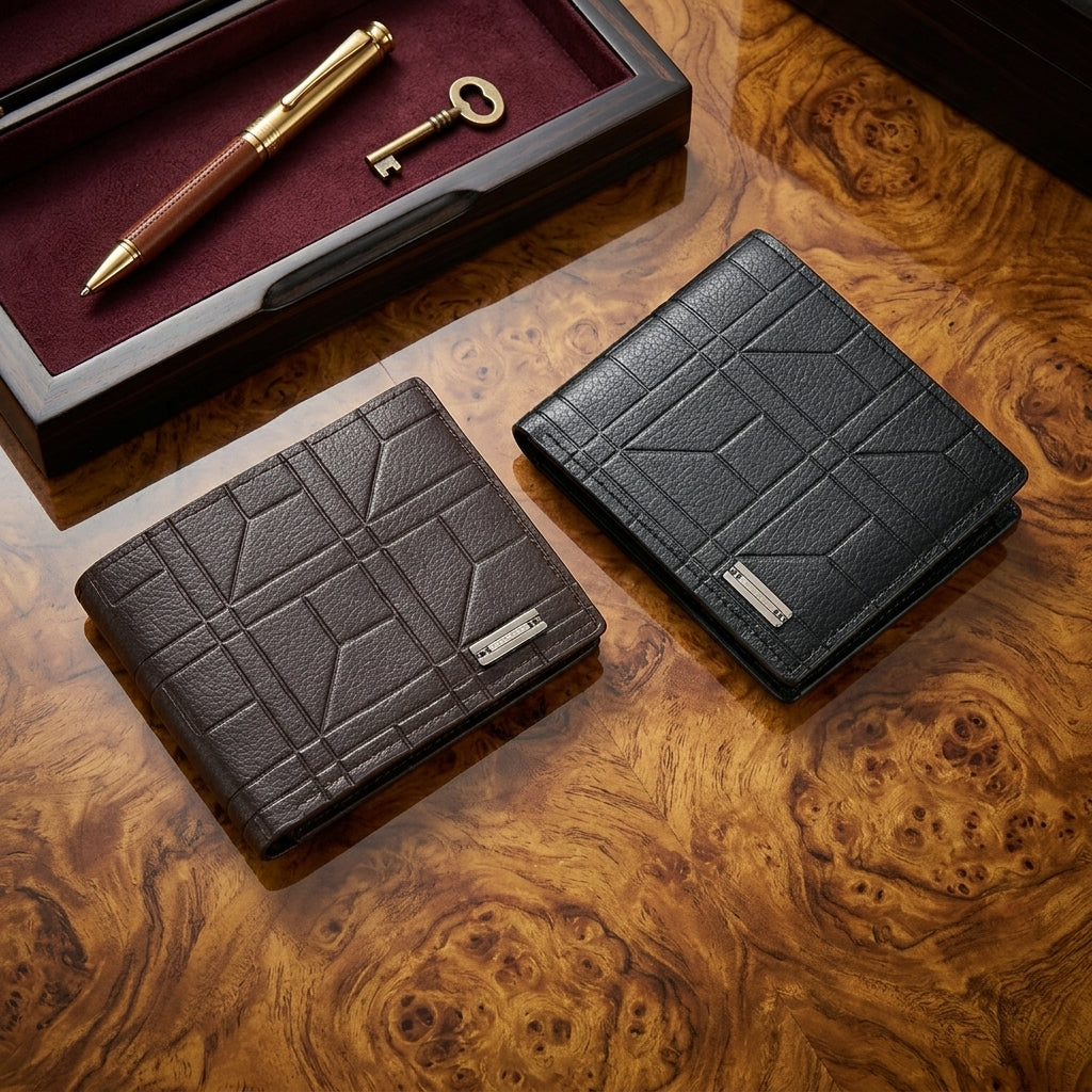 Cartera Cuero Plegable Tarjetero Múltiple Hombre