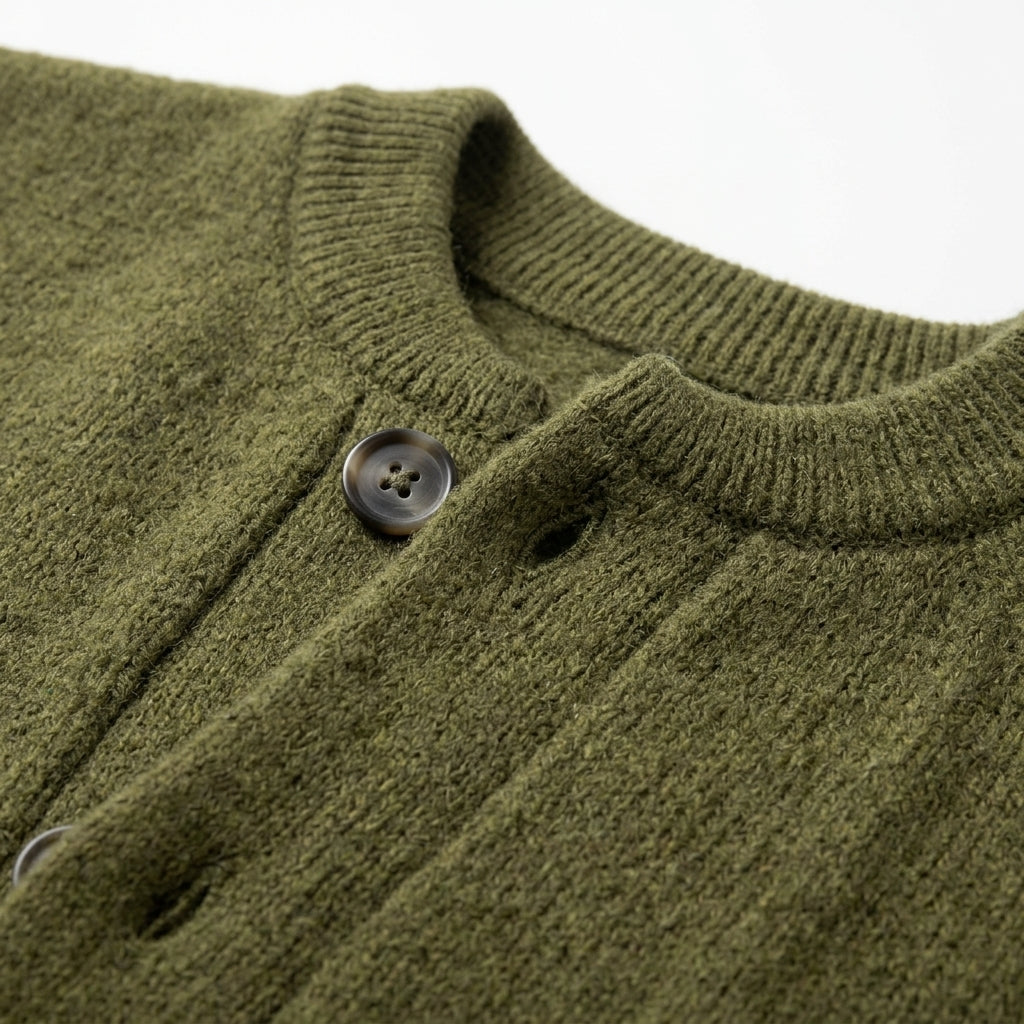 Preppy-style chunky knit cardigan