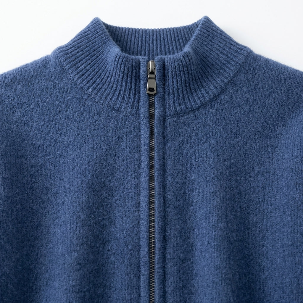 100% Merino Wool High-Neck Cardigan