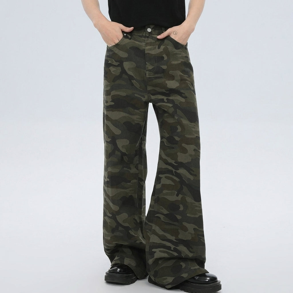 Pantalón Vaquero Hombre – Mezcla Algodón, Pierna Ancha Cómoda