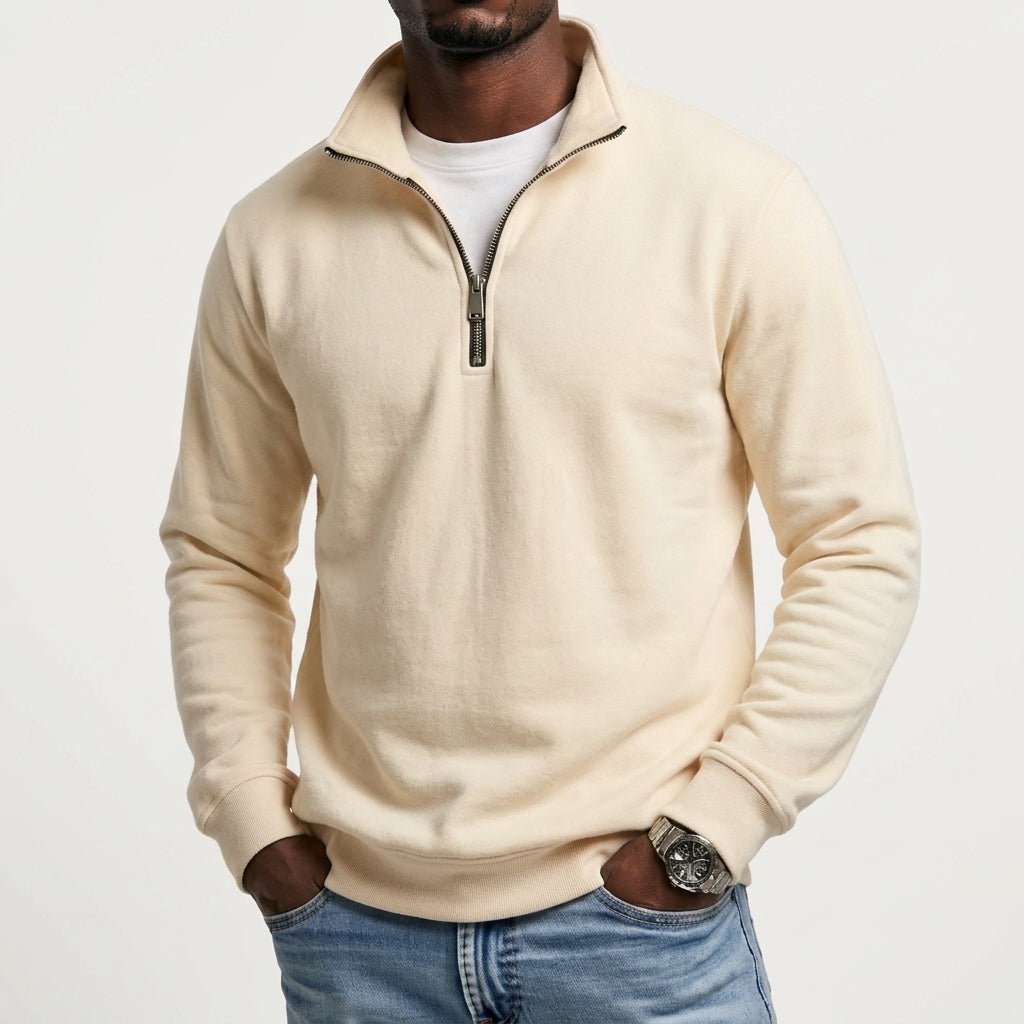 Sudadera "Half Zip" – Media Cremallera, Cuello Alto Casual
