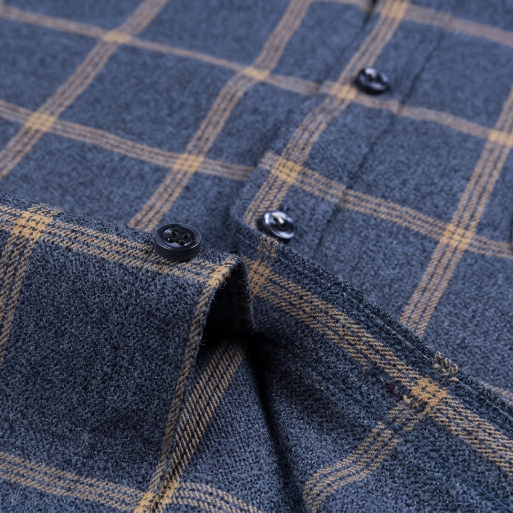 Camisa Cuadros Algodón 100% Manga Larga Hombre