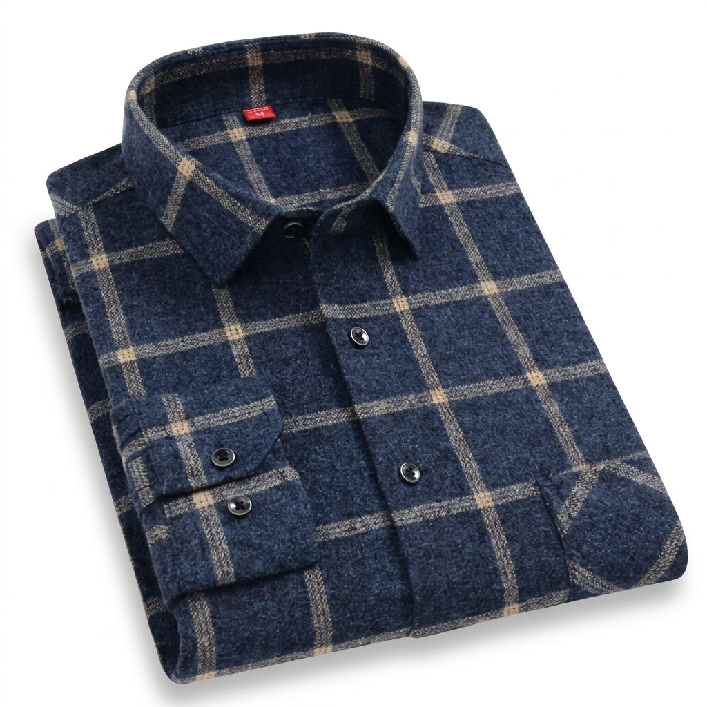 Camisa Cuadros Algodón 100% Manga Larga Hombre