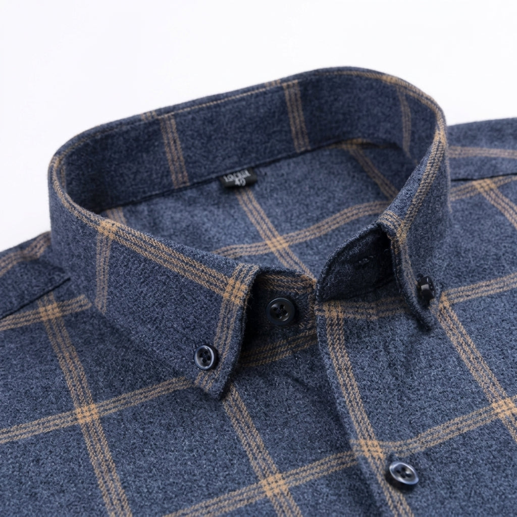 Camisa Cuadros Algodón 100% Manga Larga Hombre