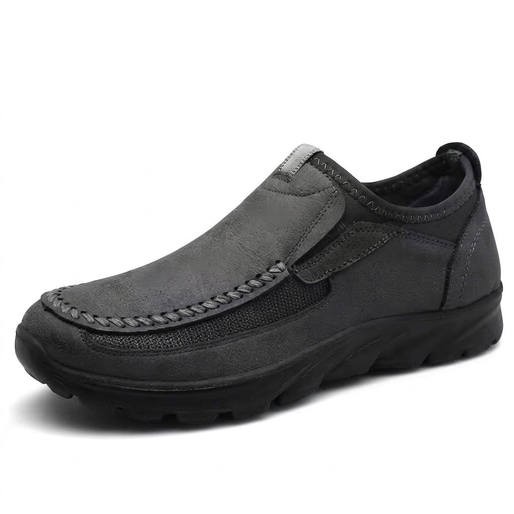 Sapatos casuais masculinos de pele sintética sem atacadores