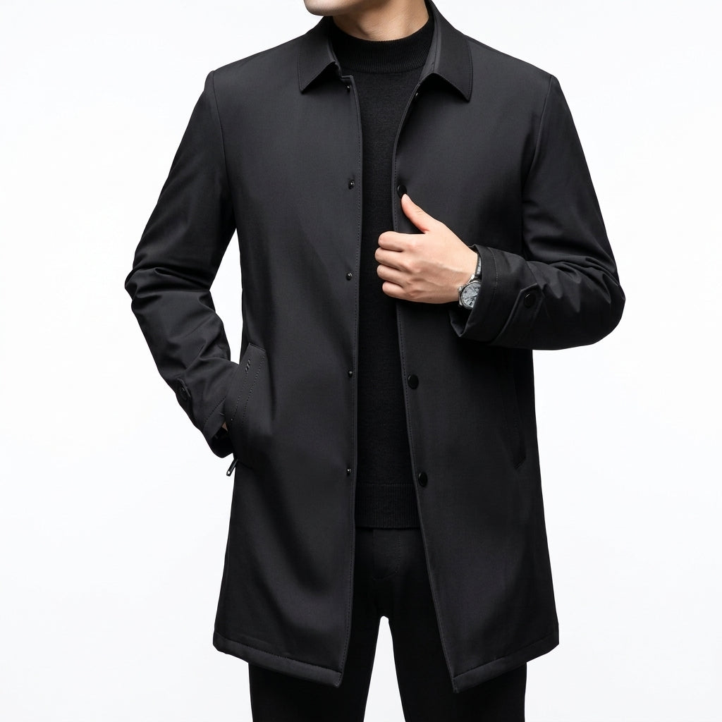 Gabardina Larga Elegante Para Hombre