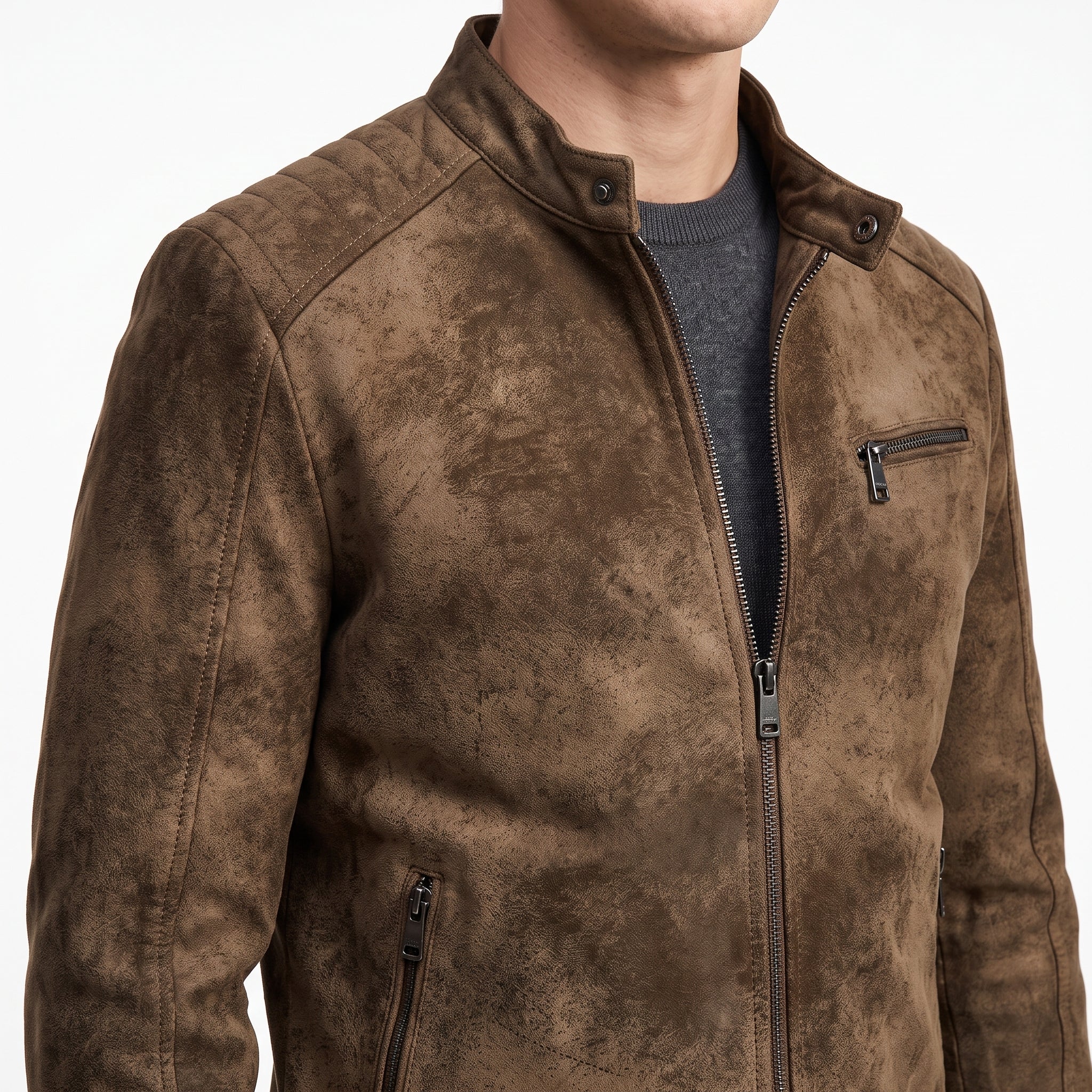 Chaqueta Retro Cuero Sintético Hombre