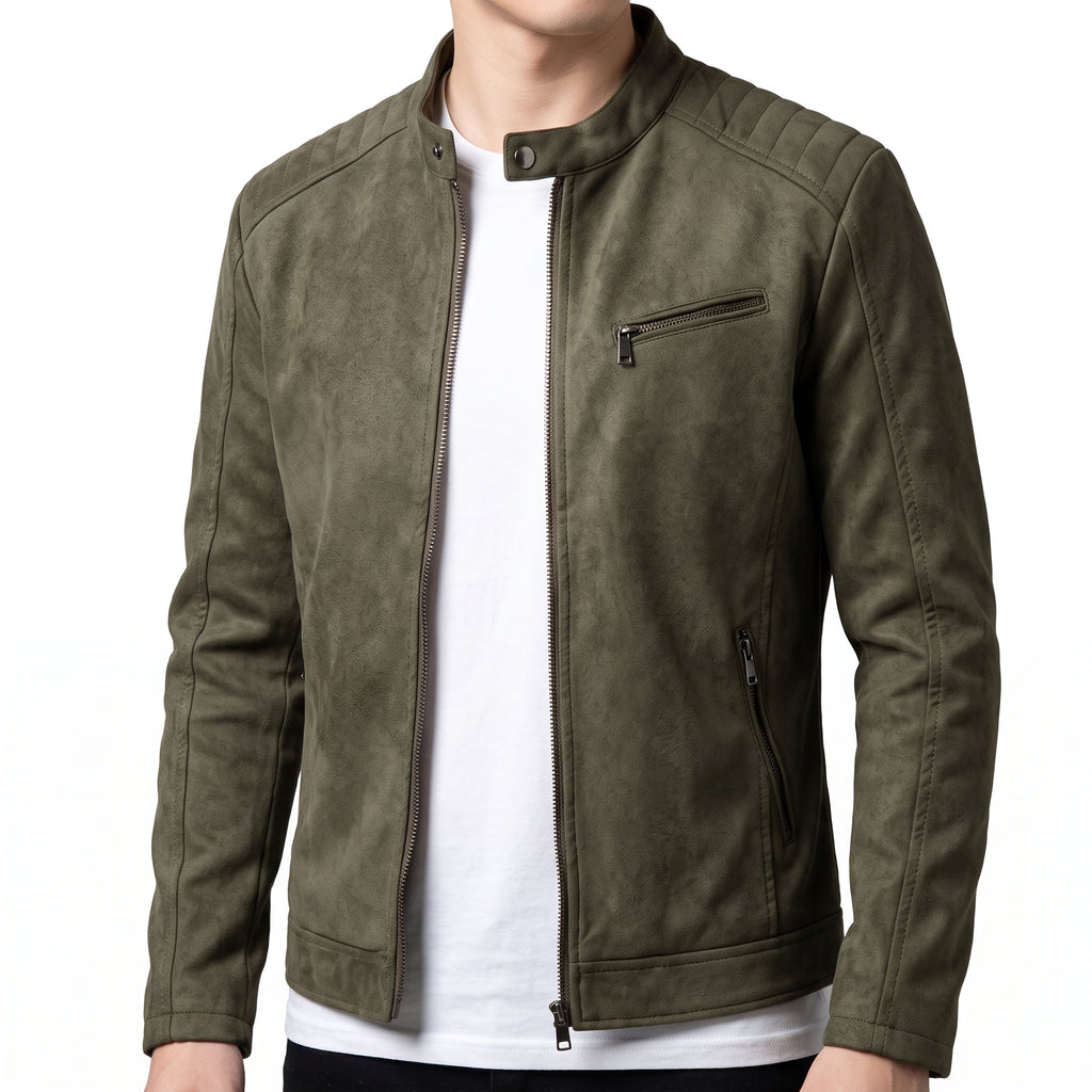 Chaqueta Retro Cuero Sintético Hombre