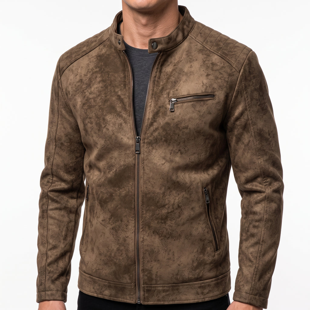 Chaqueta Retro Cuero Sintético Hombre