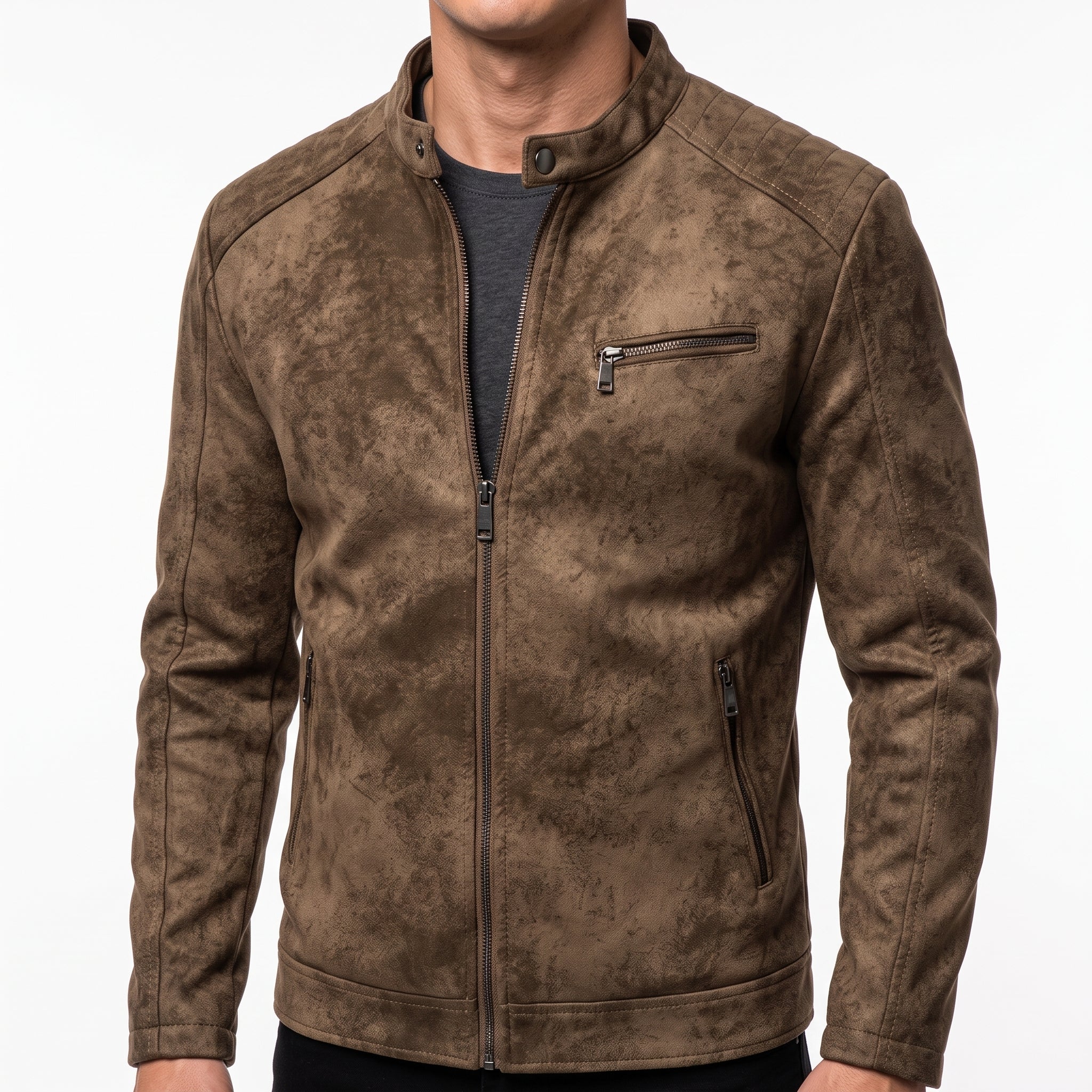 Chaqueta Retro Cuero Sintético Hombre