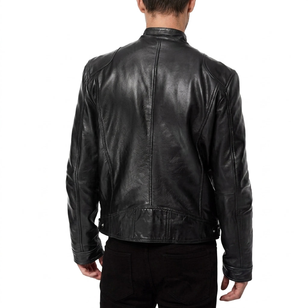 Chaqueta Biker Cuero PU Ajuste Suelto Hombre