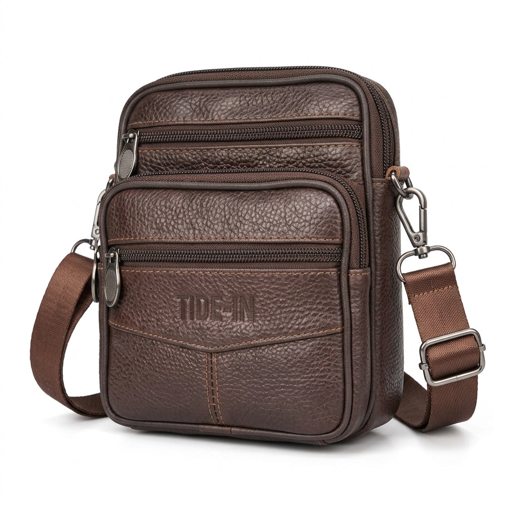Bolso Cruzado Cuero Genuino Hombre