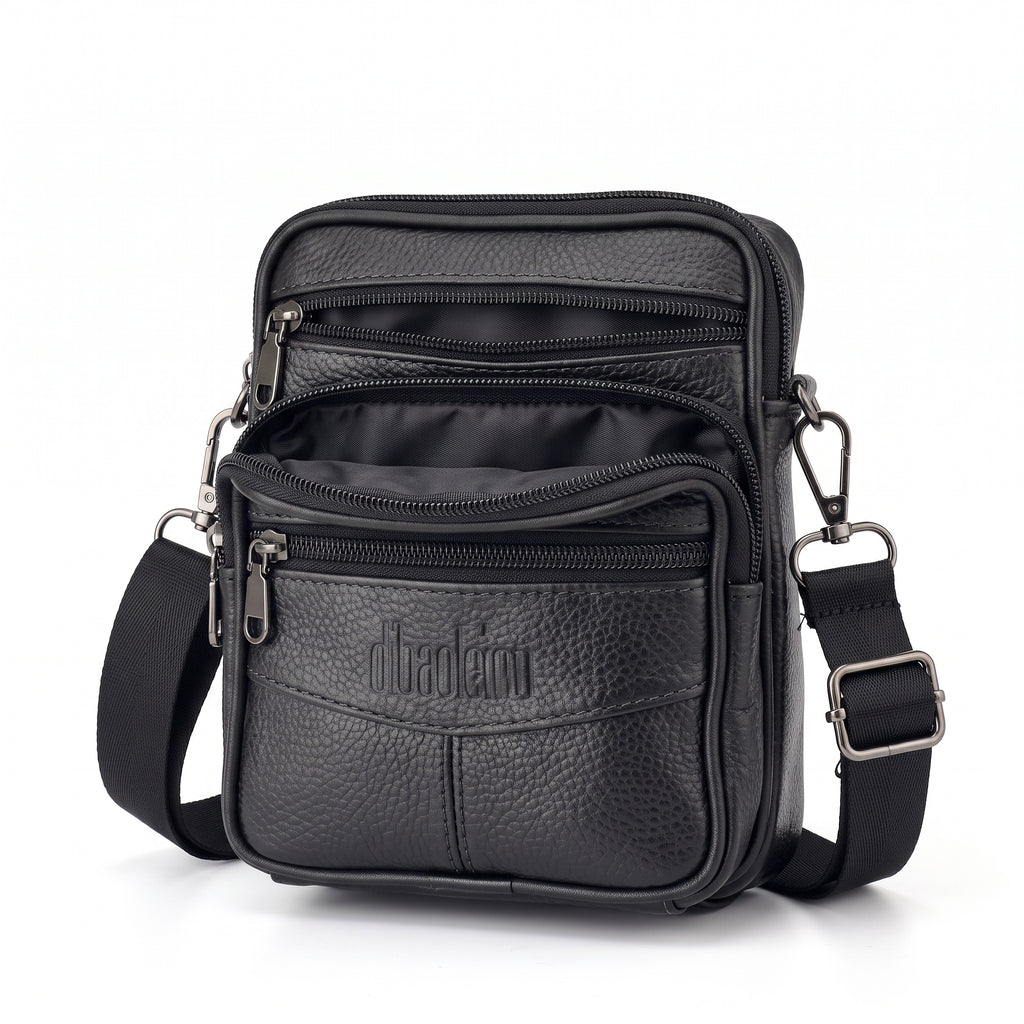 Bolso Cruzado Cuero Genuino Hombre