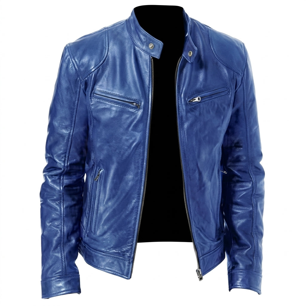 Chaqueta Biker Cuero PU Ajuste Suelto Hombre