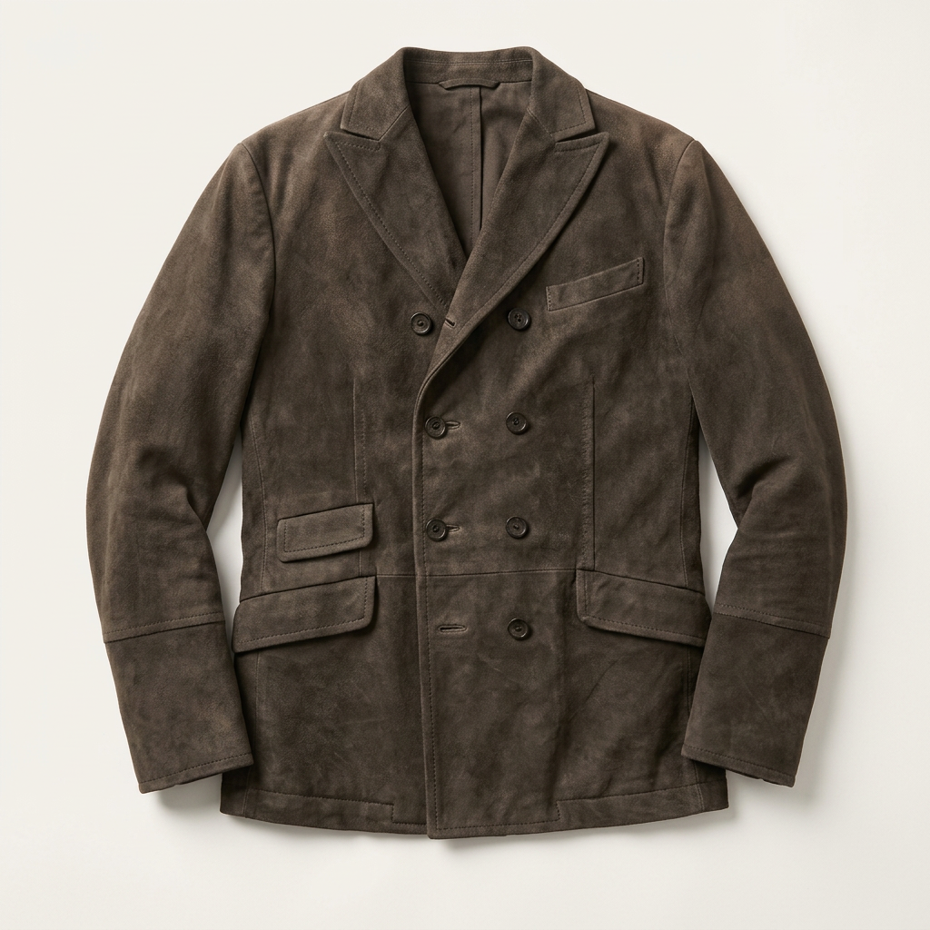 Men's Long-Sleeve Suede Jacket