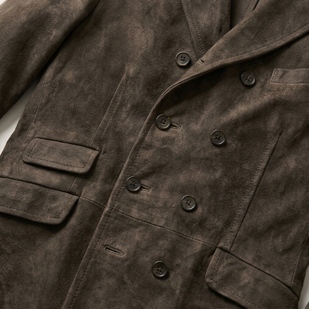Men's Long-Sleeve Suede Jacket