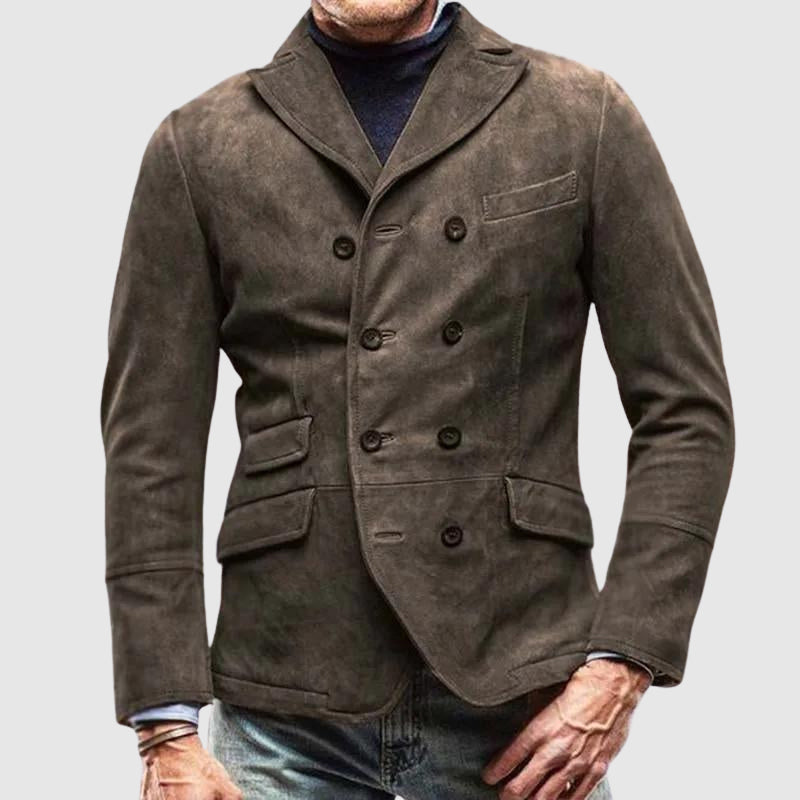 Men's Long-Sleeve Suede Jacket