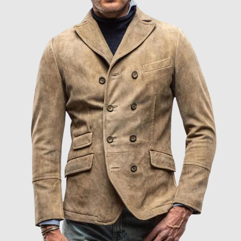 Men's Long-Sleeve Suede Jacket