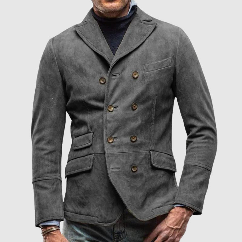 Men's Long-Sleeve Suede Jacket