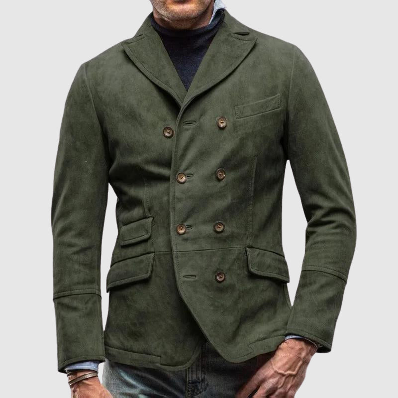 Men's Long-Sleeve Suede Jacket