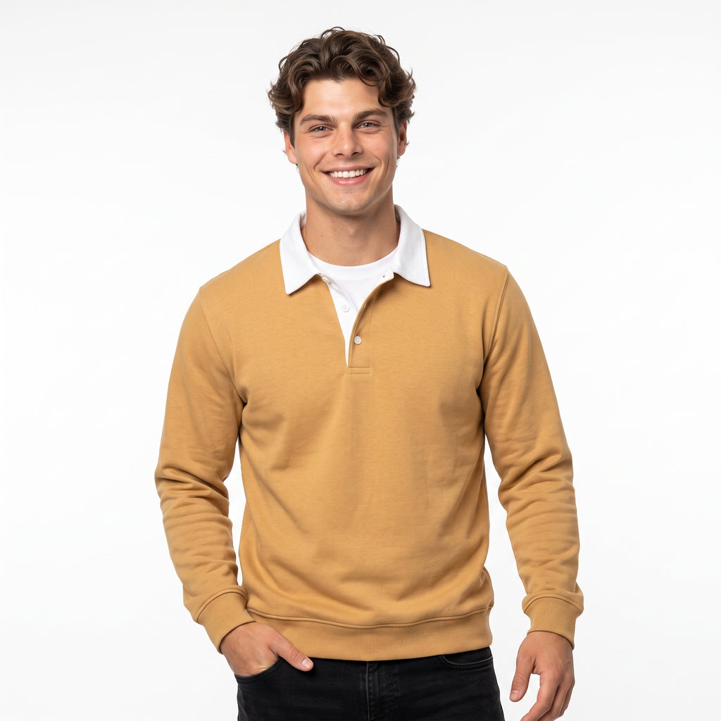 Sudadera Hombre Cuello Polo Algodón