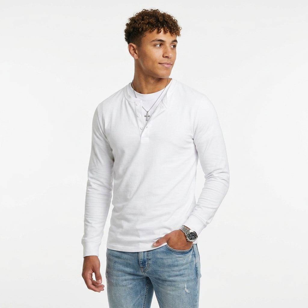 Camiseta Manga Larga Cuello Henley