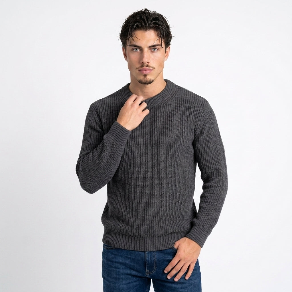 Jersey de Punto 100% Algodón Hombre Cuello Redondo Casual