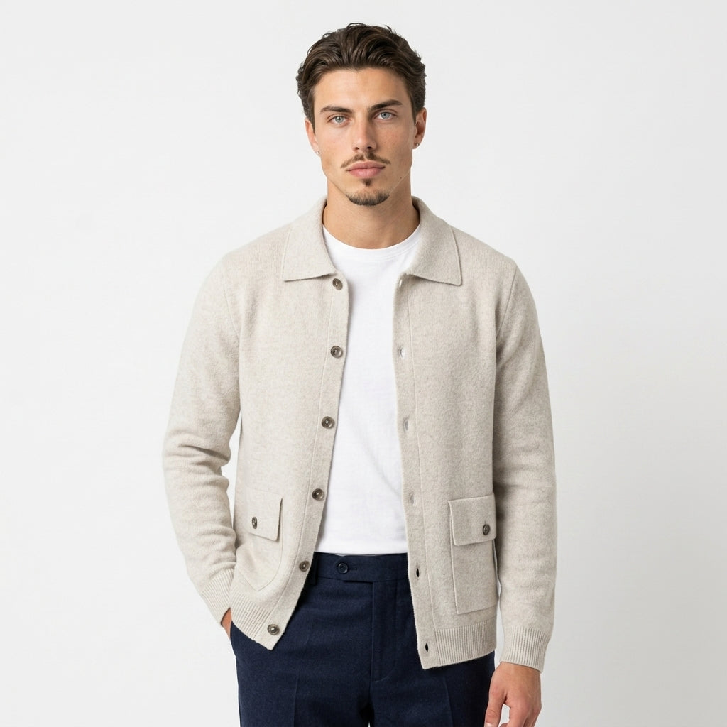 Cárdigan "Merino Prestige" – Lana 100%, Botonadura Grueso