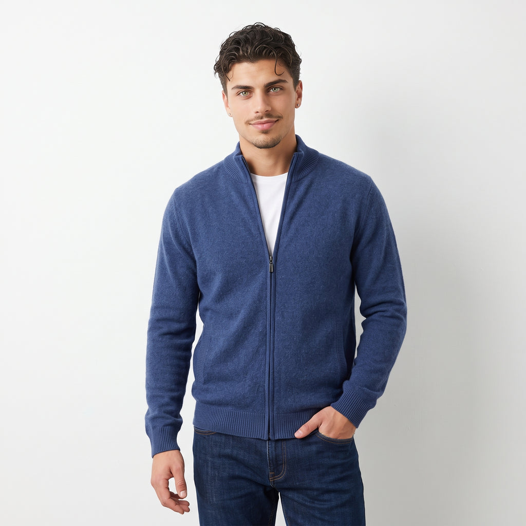 100% Merino Wool High-Neck Cardigan
