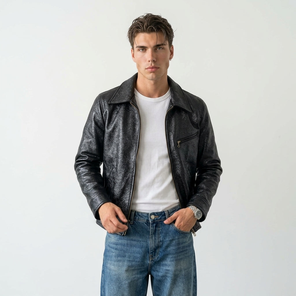 Chaqueta de cuero vacuno para hombre