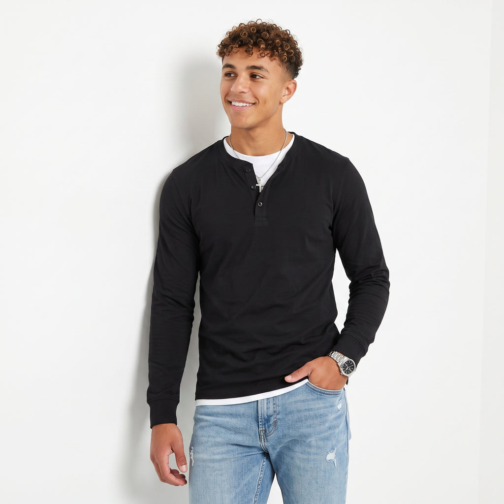 Camiseta Manga Larga Cuello Henley
