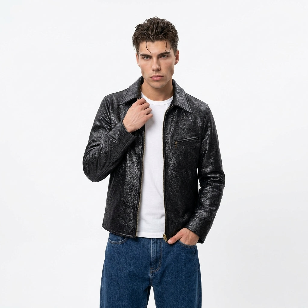 Chaqueta de cuero vacuno para hombre
