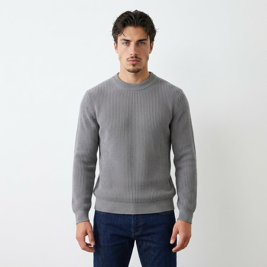 Jersey de Punto 100% Algodón Hombre Cuello Redondo Casual