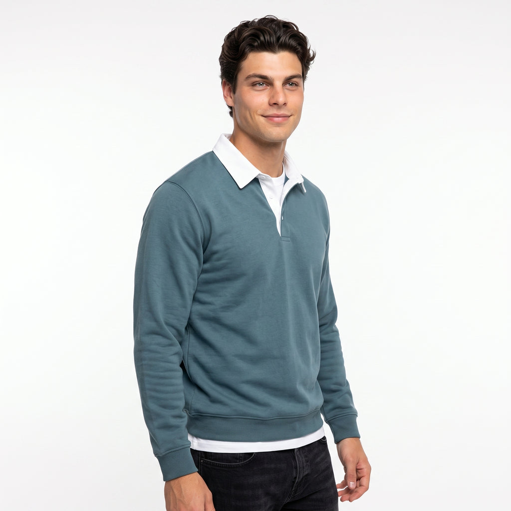 Sudadera Hombre Cuello Polo Algodón