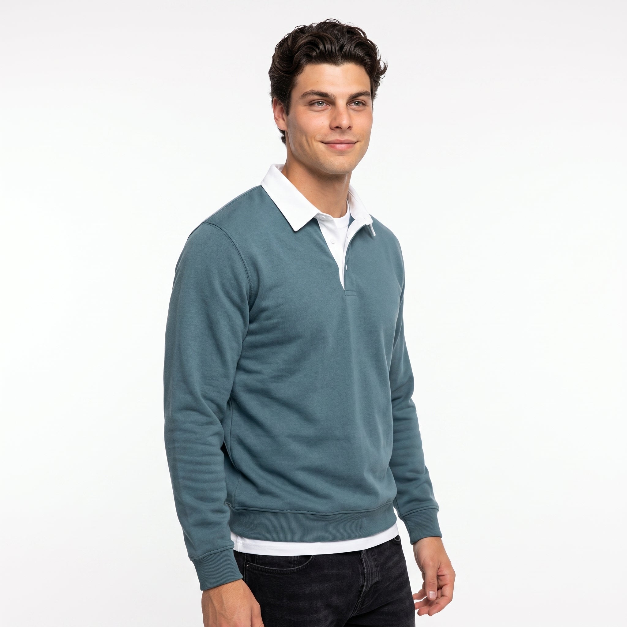 Sudadera Hombre Cuello Polo Algodón