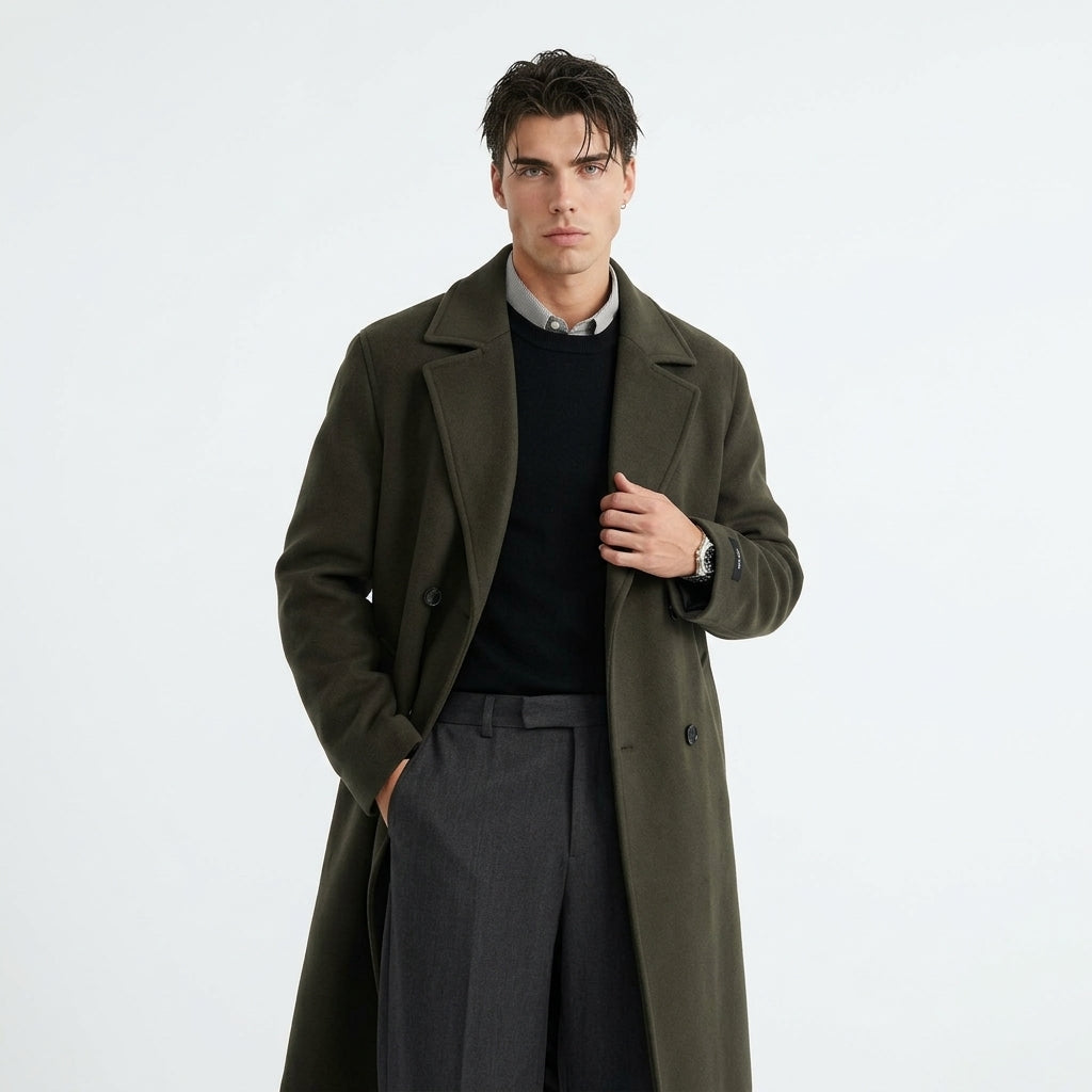Long manteau en laine pour homme
