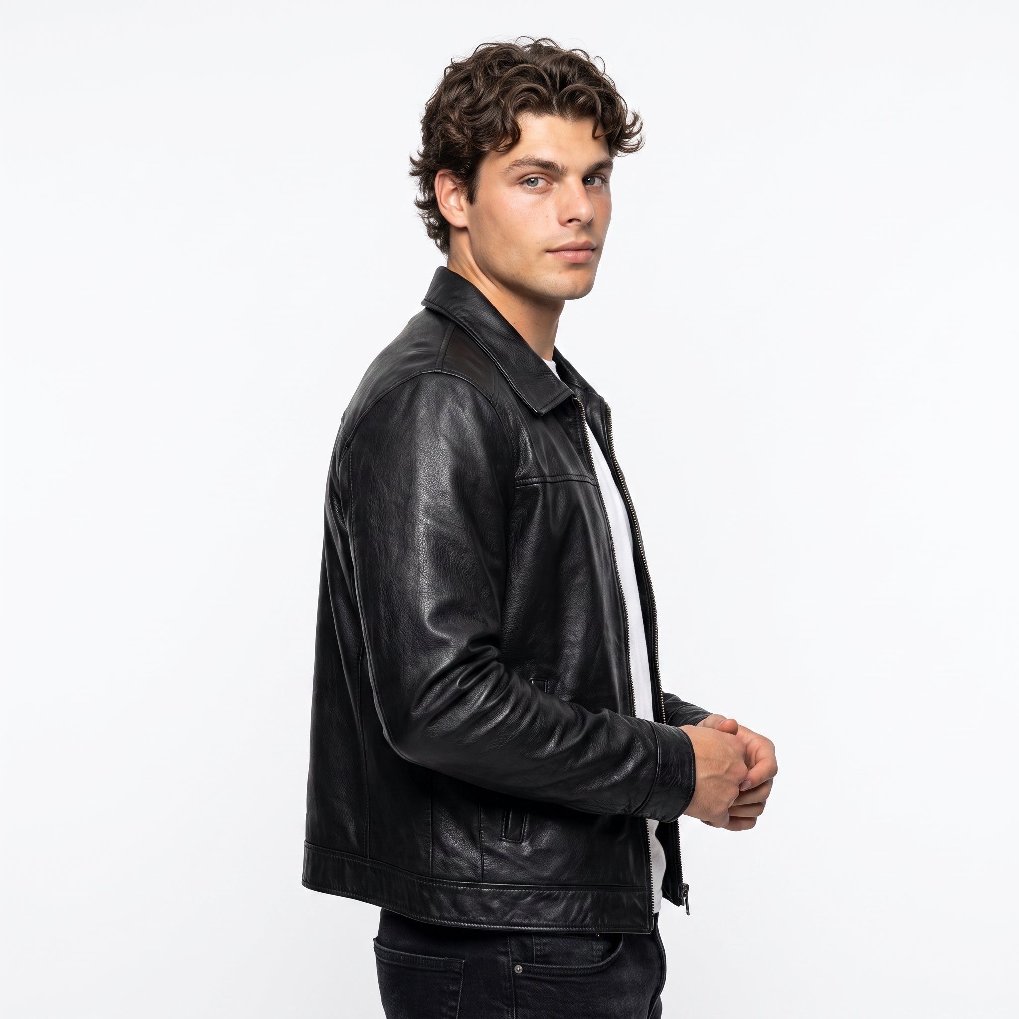 Chaqueta De Cuero Genuino Hombre