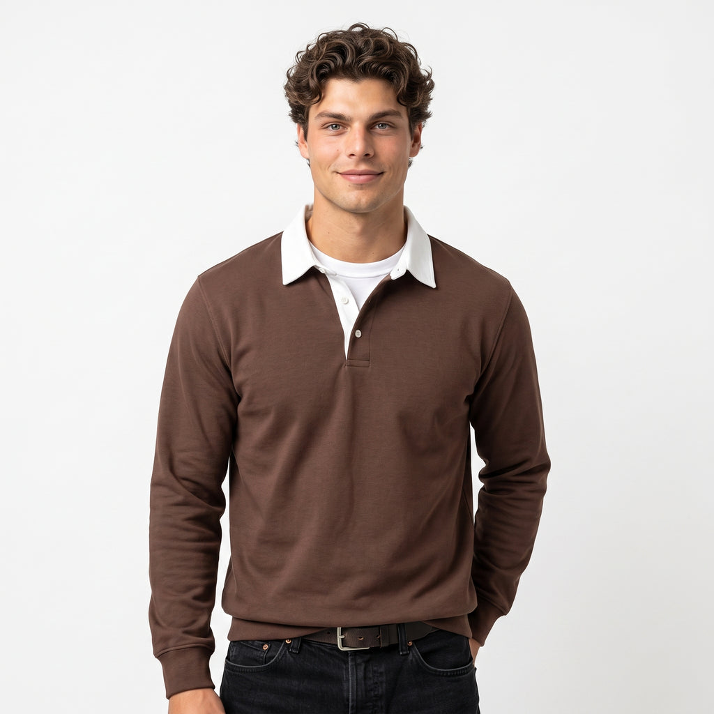 Sudadera Hombre Cuello Polo Algodón