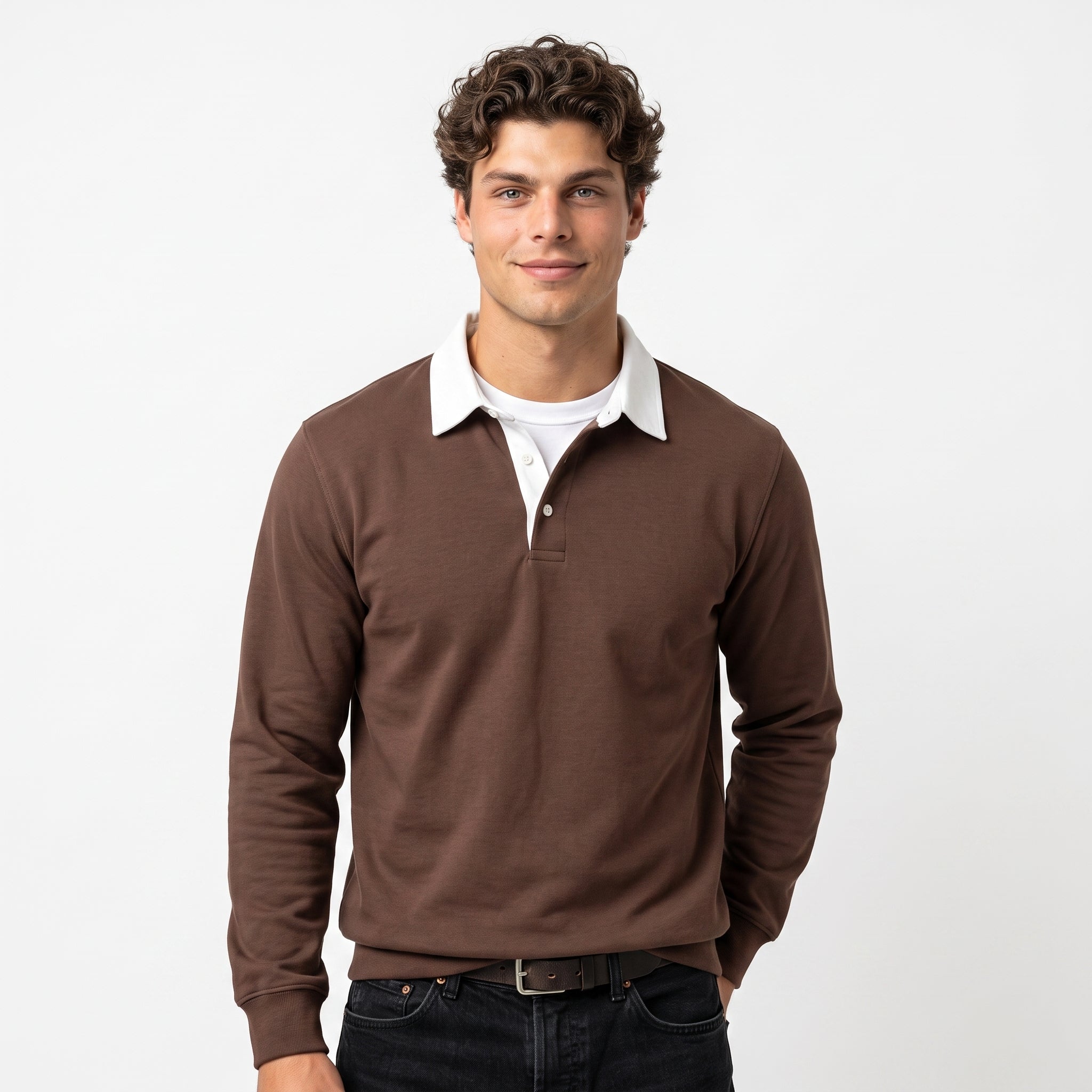Sudadera Hombre Cuello Polo Algodón