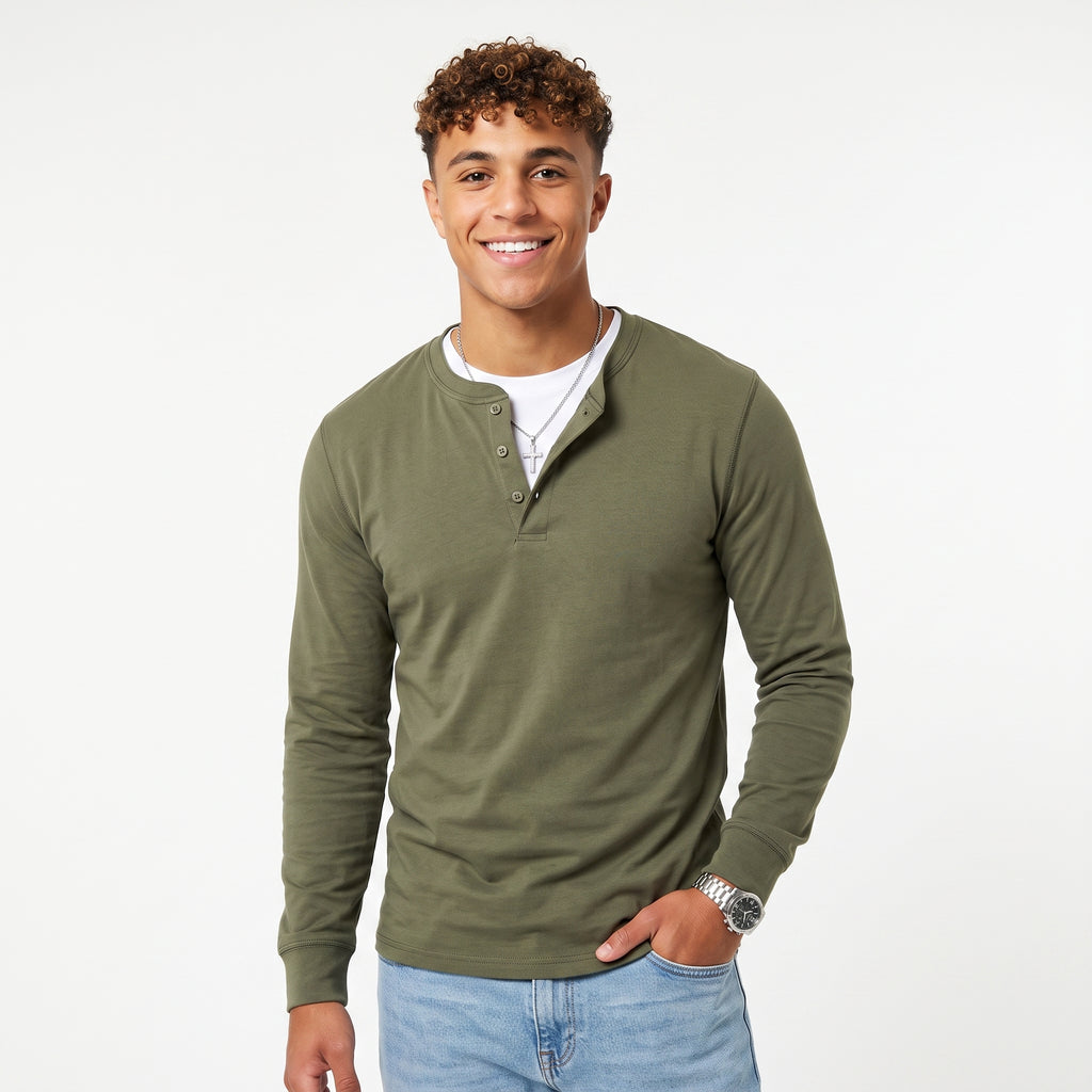 Camiseta Manga Larga Cuello Henley