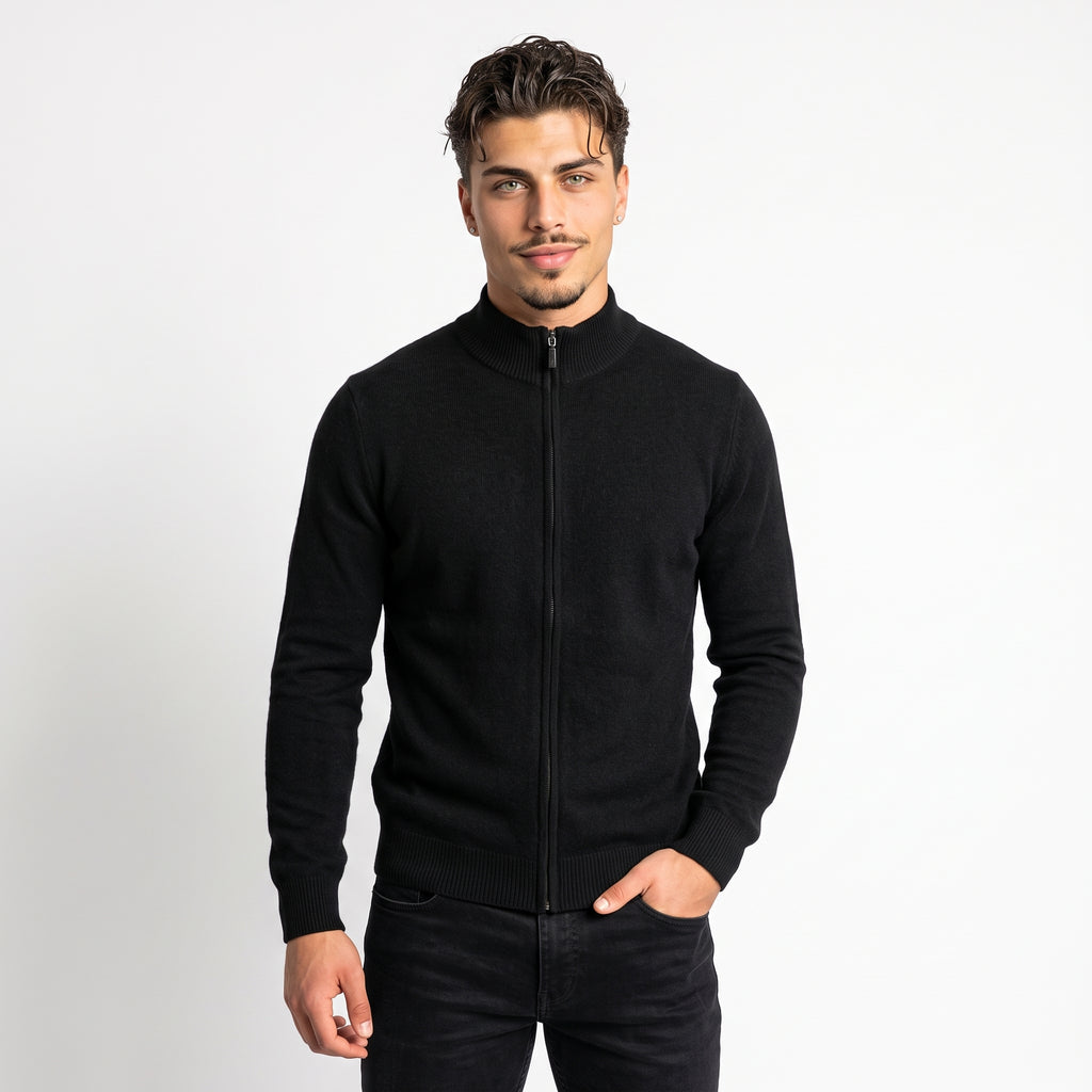 100% Merino Wool High-Neck Cardigan
